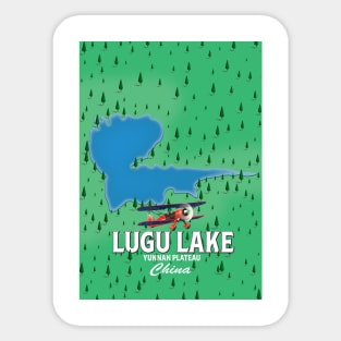 Lugu Lake, Yunnan plateau, China map Sticker